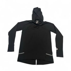 New Balance Hoodie With Thumb Holes Zips Up At Back Reflective Stripe Size M